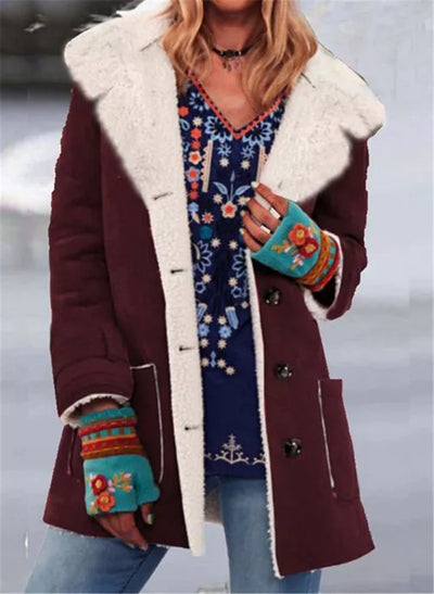 Chaqueta de Felpa Midi con Solapas y Bolsillos Parche - Image 13