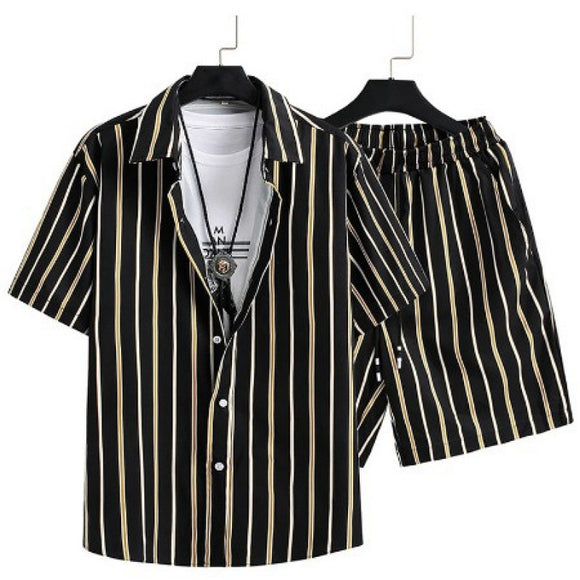 Conjunto Casual de Cardigan y Shorts con Estampado Digital