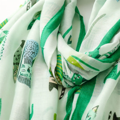 Pañuelo de Seda Estampado Paraíso Gatitos Adorables - Image 11