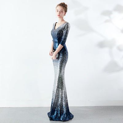 Vestido Ajustado Cola de Pez con Lentejuelas - Image 24