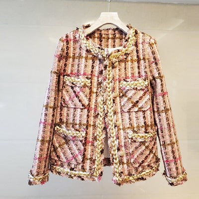 Abrigo Tweed Corto Cuadrille con Flecos para Mujer - Image 10