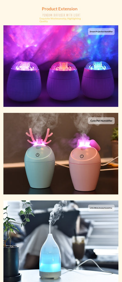 Difusor Humidificador Luz Nocturna Pingüino Aromaterapia - Image 10