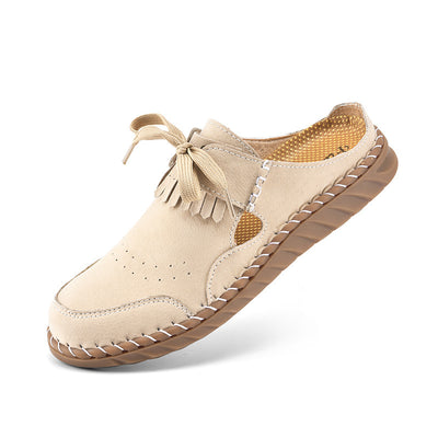 Pantuflas Cerradas de Encaje Artesanales para Mujer con Costura Retro - Image 6