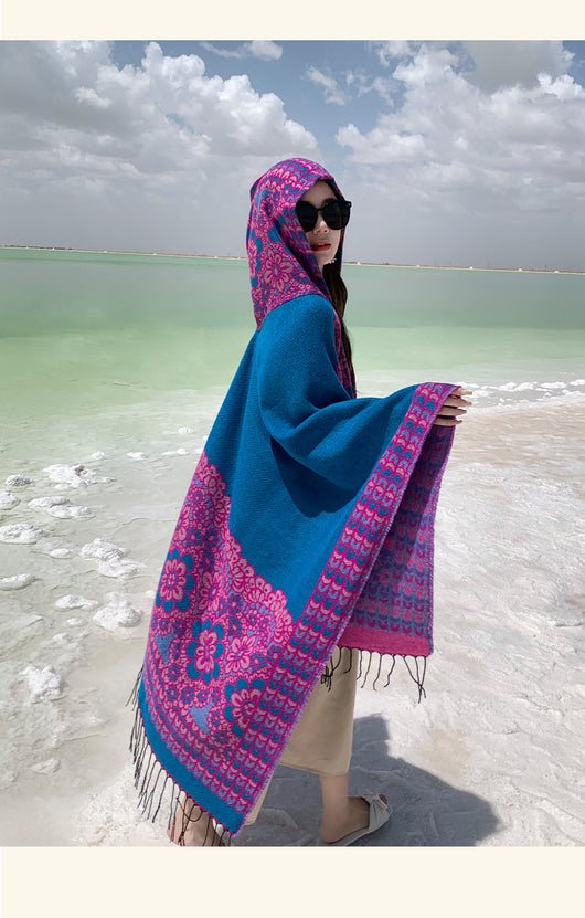 Poncho Étnico Desértico de Cashmira Artificial para Otoño e Invierno - Image 25