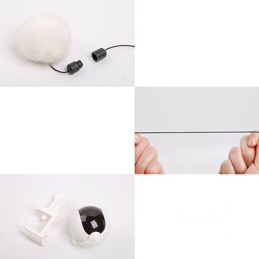 Pink automatic lifting cat toy with a black visor-like front, a clamp, and a white fluffy ball on a string. - Image 10