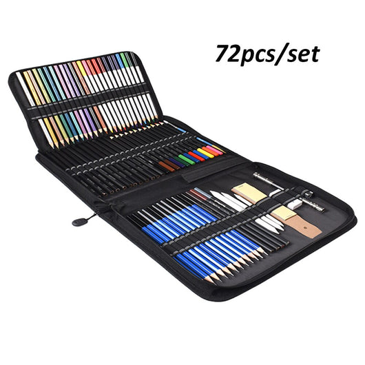 Set de 72 Lápices de Colores Profesionales con Carboncillos y Pinceles para Dibujo Artístico - Image 4
