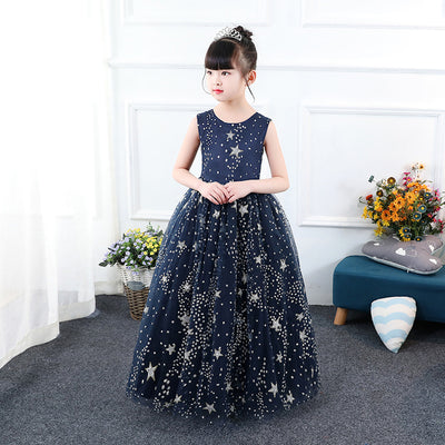 Vestido Princesa Azul Estrellado para Niña - Image 4