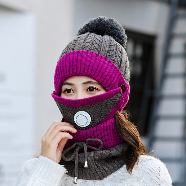 Gorro y Cuello a Juego en Punto Coreano - Conjunto Térmico de Colores Coordinados