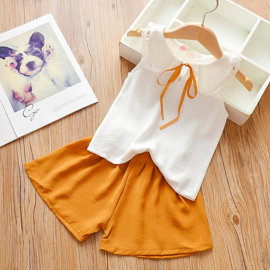 Conjunto Infantil: Blusa Manga Corta con Falda Tirantes - Image 11