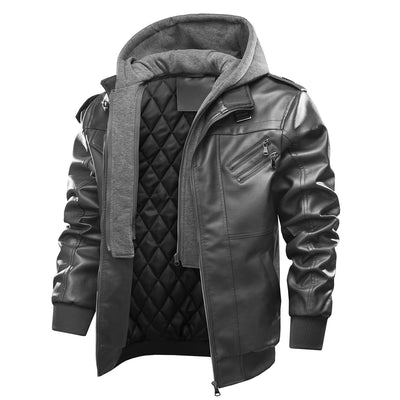 Chaqueta de Cuero PU Estilo Motociclista para Hombre - Image 6