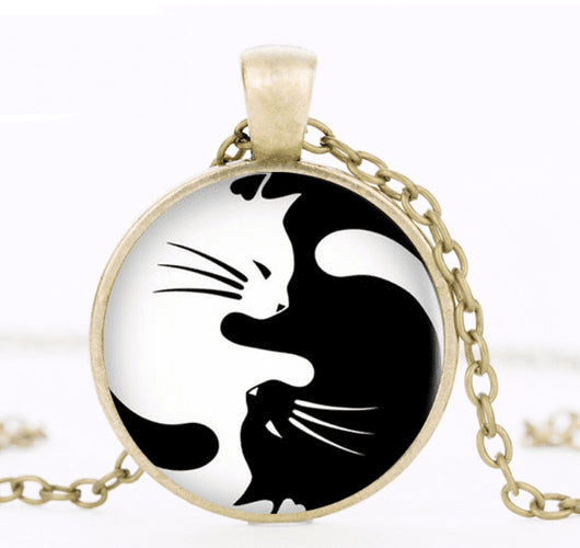 Collar Colgante Gato Yin & Yang