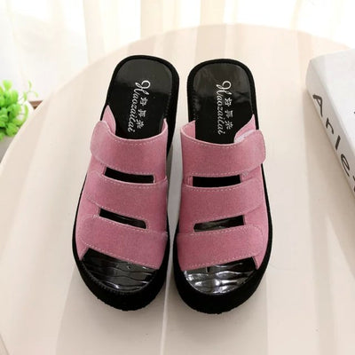 Sandalias Plataforma Coreanas con Velcro - Tacón Alto Esmerilado para Primavera Verano - Image 7
