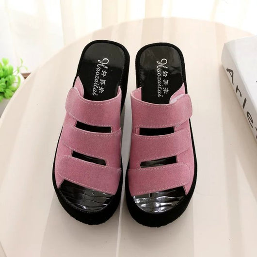 Sandalias Plataforma Coreanas con Velcro - Tacón Alto Esmerilado para Primavera Verano - Image 7
