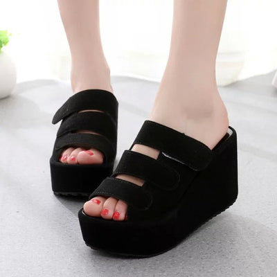 Sandalias Plataforma Coreanas con Velcro - Tacón Alto Esmerilado para Primavera Verano - Image 8