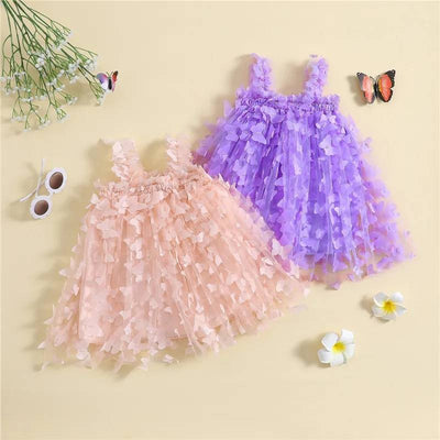 Falda Infantil con Mariposas Bordadas y Tirantes - Image 7