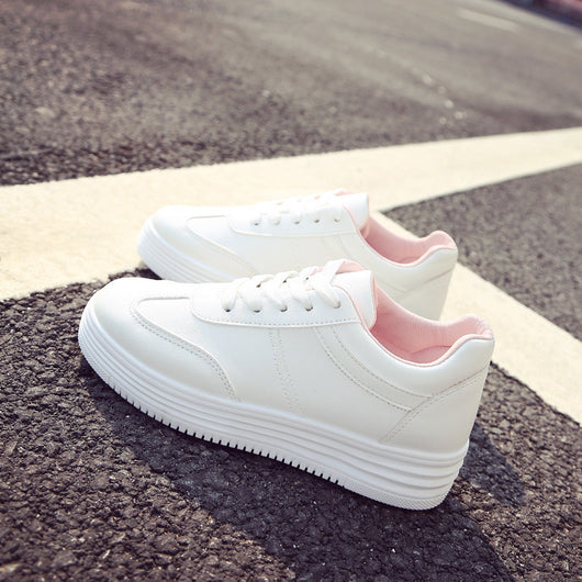 Zapatillas Blancas Plataforma Gruesa Estilo Coreano Mujer - Cuero Casual - Image 9