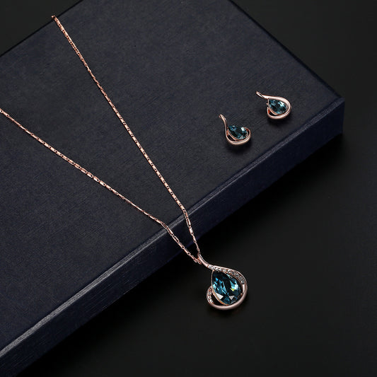 Juego de Joyas Nupciales Cristal Diamante: Collar y Aretes para Novia