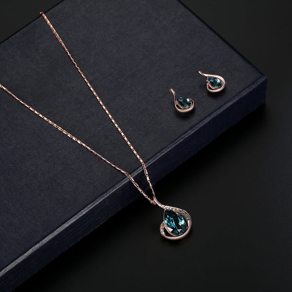 Juego de Joyas Nupciales Cristal Diamante: Collar y Aretes para Novia