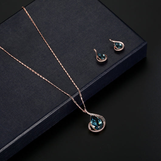 Juego de Joyas Nupciales Cristal Diamante: Collar y Aretes para Novia
