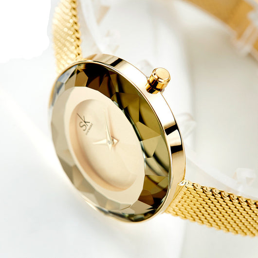 Reloj de Dama con Correa de Malla y Cristal Mineral - Image 4