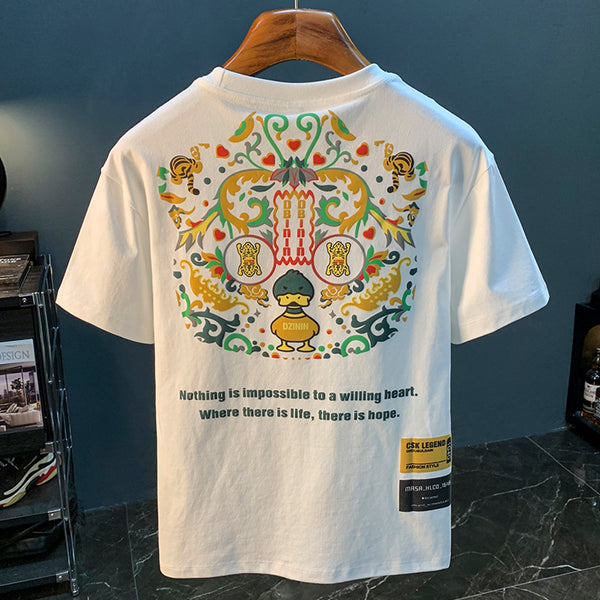 Camiseta Manga Corta con Letras para Hombre - Estilo Urban