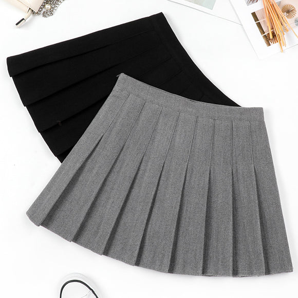 Falda Plisada de Lana para Otoño e Invierno - Diseño Clásico Monocolor