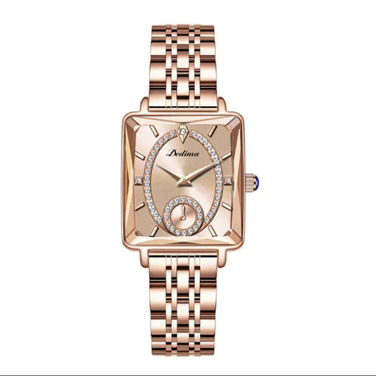 Reloj Elegante de Oro Rosado con Diamantes y Correa de Dos Pasadores - Image 5