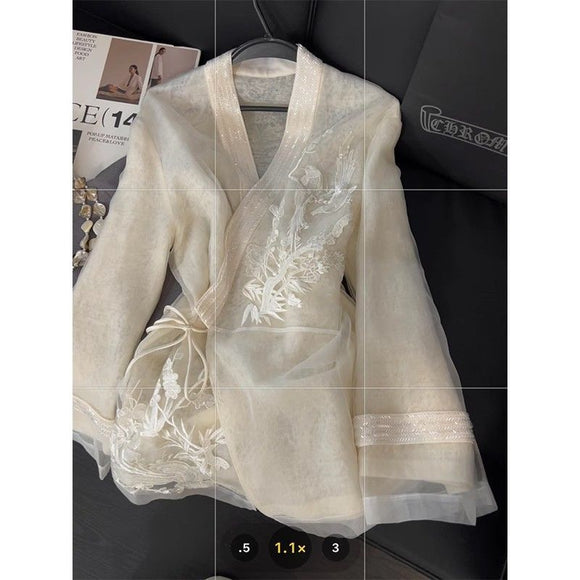 Blusa Tradicional China con Bordado Pesado para Mujer