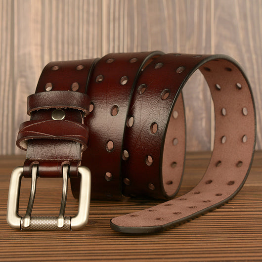 Cinturón de Cuero Genuino para Hombre con Hebilla Doble Pasador - Image 2
