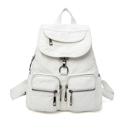 Mochila de Cuero Lavado para Mujer - Gran Capacidad y Estilo Casual - Image 5