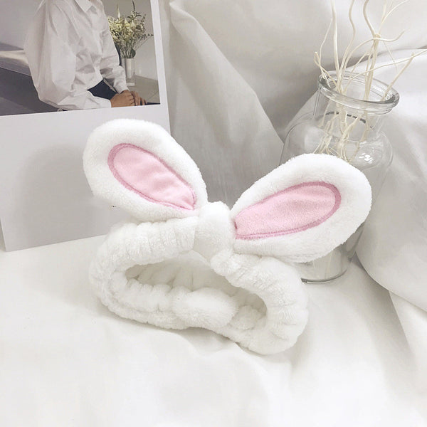 Diadema Lavable con Orejas de Conejo para Maquillaje