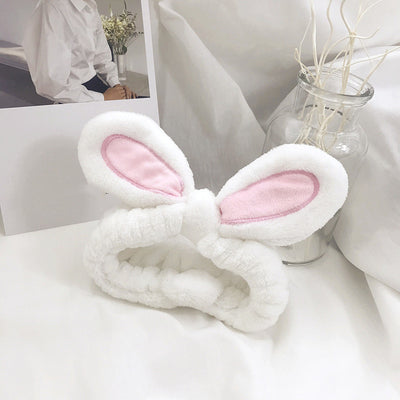 Diadema Lavable con Orejas de Conejo para Maquillaje