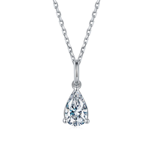 Collar Colgante Moissanite en Forma de Pera - Plata 9 Quilates - Image 8