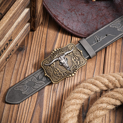 Cinturón de Cuero Marrón para Hombre Estilo Retro Grabado - Image 8