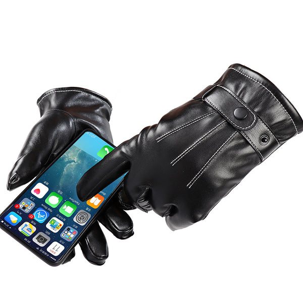 Guantes de Cuero Impermeables para Pantalla Táctil de Dedo Completo