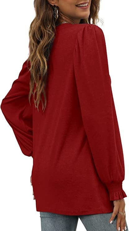 Blusa Elegante con Cuello Redondo y Mangas Abullonadas para Mujer - Image 16