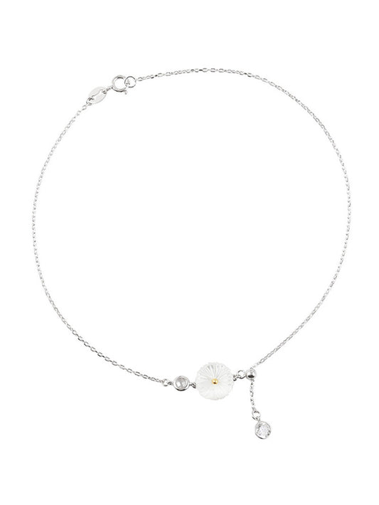 Pulsera Tobillera Margarita Blanca Concha para Mujer