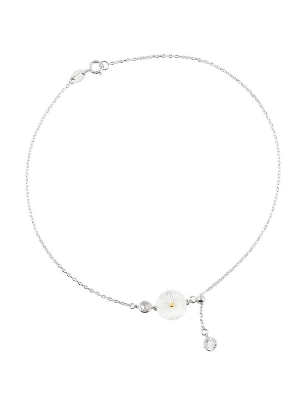 Pulsera Tobillera Margarita Blanca Concha para Mujer
