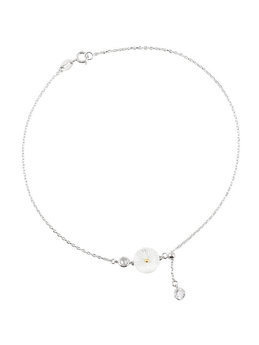 Pulsera Tobillera Margarita Blanca Concha para Mujer