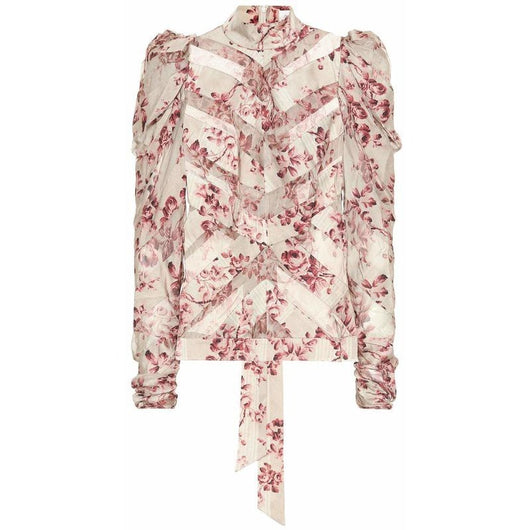 Blusa Manga Larga con Volantes y Pliegues Estampada - Image 5