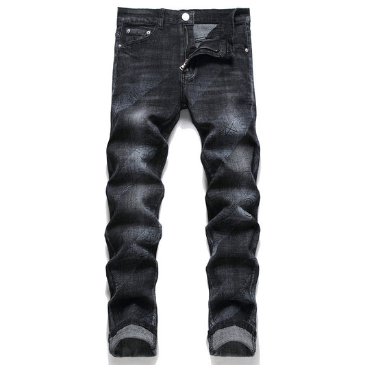 Pantalones Vaqueros Skinny Estampados para Hombre Cintura Media