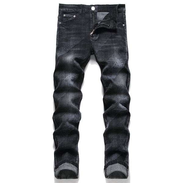 Pantalones Vaqueros Skinny Estampados para Hombre Cintura Media