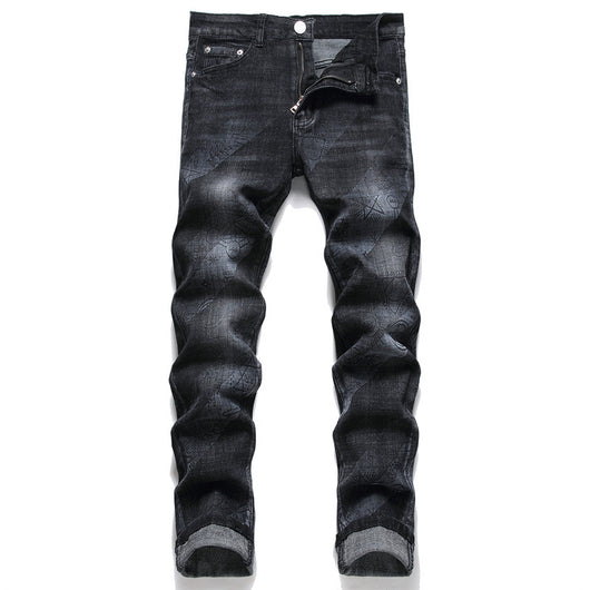 Pantalones Vaqueros Skinny Estampados para Hombre Cintura Media