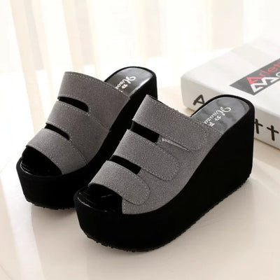 Sandalias Plataforma Coreanas con Velcro - Tacón Alto Esmerilado para Primavera Verano - Image 9