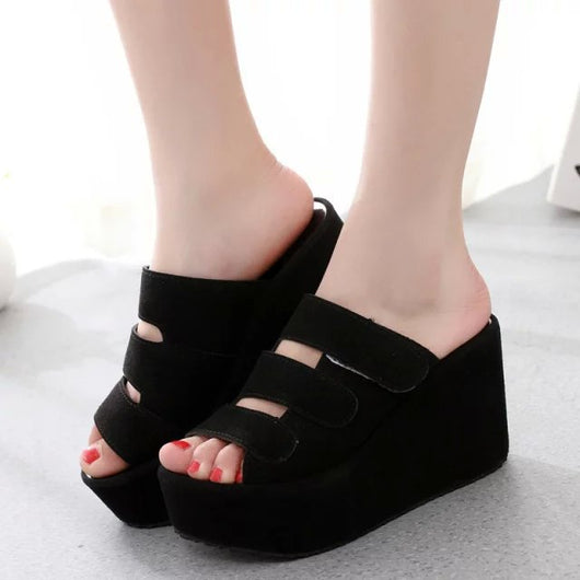Sandalias Plataforma Coreanas con Velcro - Tacón Alto Esmerilado para Primavera Verano - Image 6