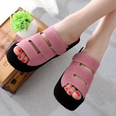 Sandalias Plataforma Coreanas con Velcro - Tacón Alto Esmerilado para Primavera Verano