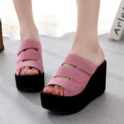 Sandalias Plataforma Coreanas con Velcro - Tacón Alto Esmerilado para Primavera Verano - Image 3