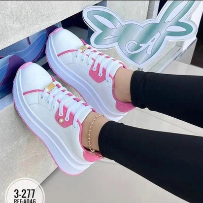 Zapatos Plataforma Blancos con Cordones para Mujer
