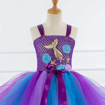 Vestido Princesa Sirena de Tul Brillante para Niñas - Image 5