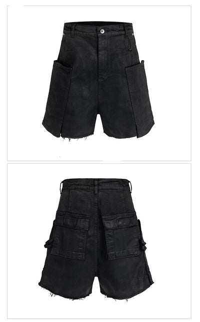 Pantalones Cortos Denim con Recubrimiento de Cera y Textura Burr - Azul Oscuro - Image 12